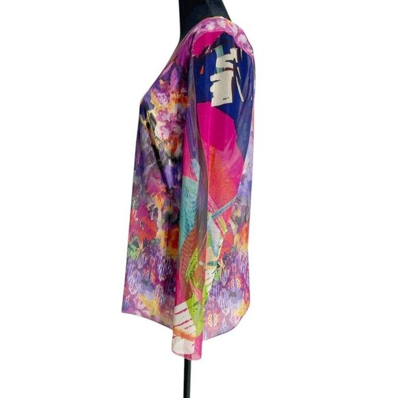 Pleats Collection by Pings Imports Size Large Top Blouse Abstract Lagenlook Art - Picture 3 of 6